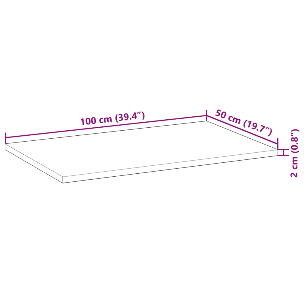Waschtischplatte Unbehandelt 100x50x2 cm Massivholz Akazie