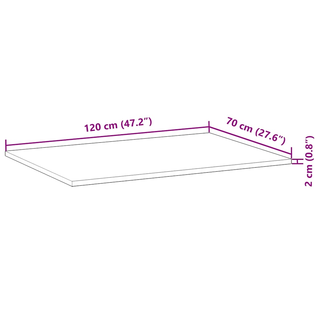 Schreibtischplatte Unbehandelt 120x70x2 cm Massivholz Akazie