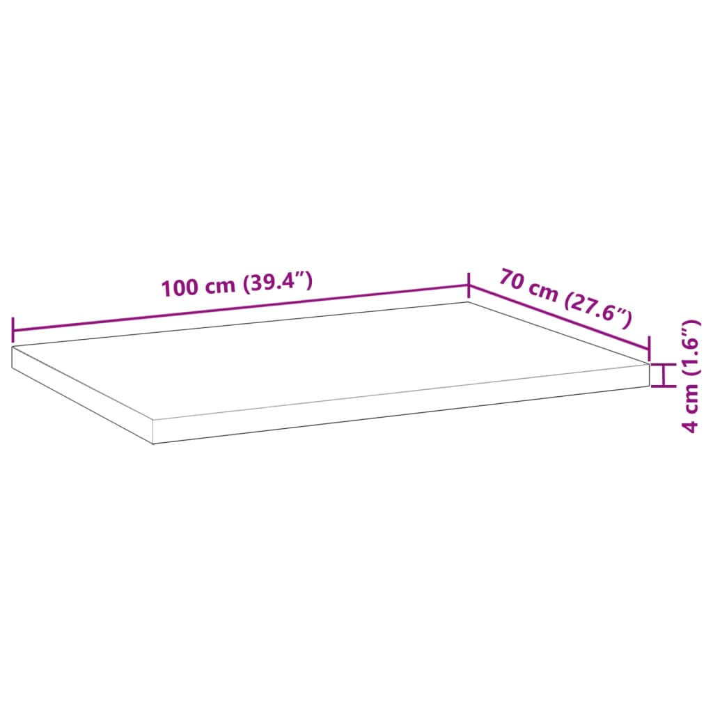 Schreibtischplatte Unbehandelt 100x70x4 cm Massivholz Akazie