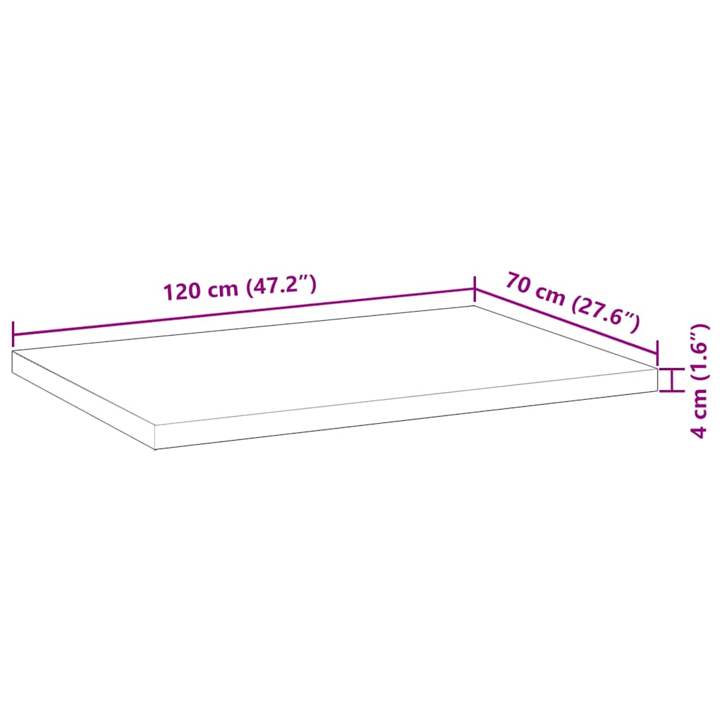 Schreibtischplatte Unbehandelt 120x70x4 cm Massivholz Akazie