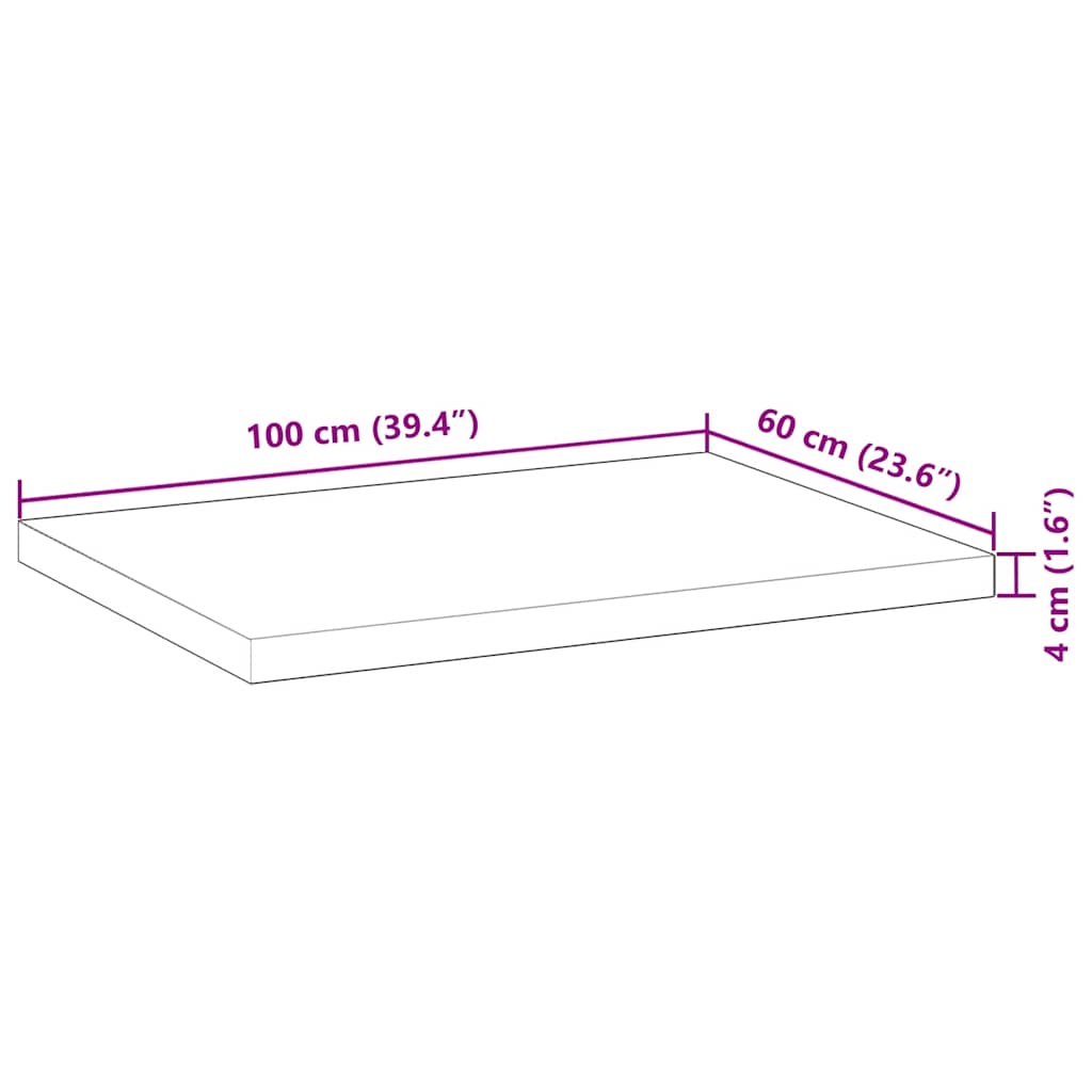 Schreibtischplatte Ölbeschichtung 100x60x4 cm Massivholz Akazie
