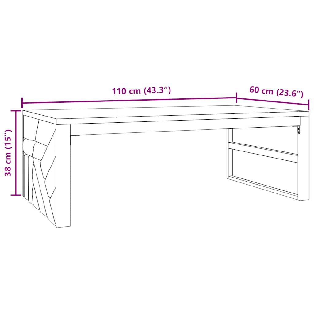 Table basse 110x60x38 cm en bois de teck massif