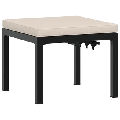 Gartenhocker mit Kissen Schwarz Pulverbeschichteter Stahl