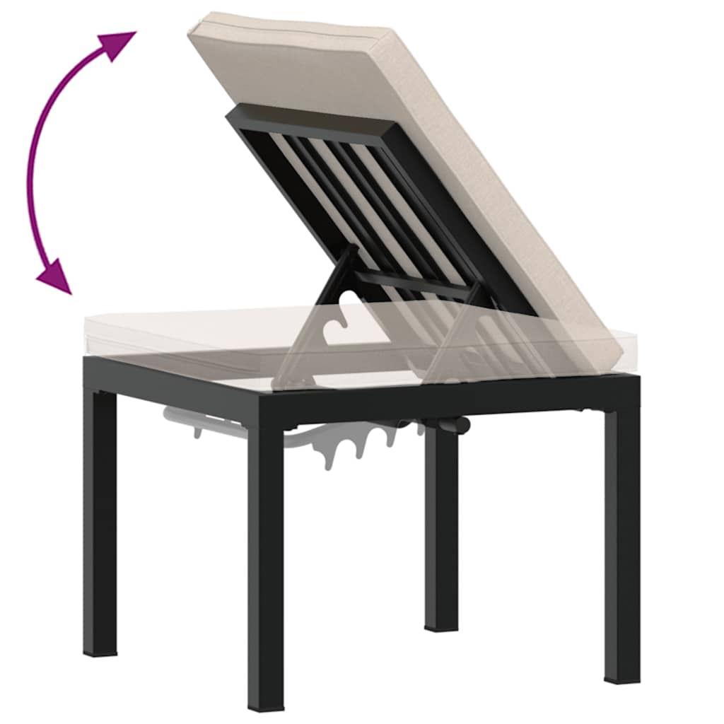 Gartenhocker mit Kissen Schwarz Pulverbeschichteter Stahl
