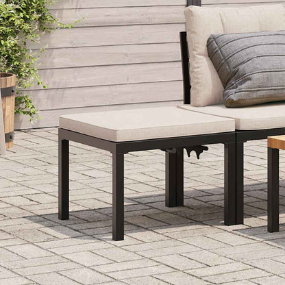 Gartenhocker mit Kissen Schwarz Pulverbeschichteter Stahl