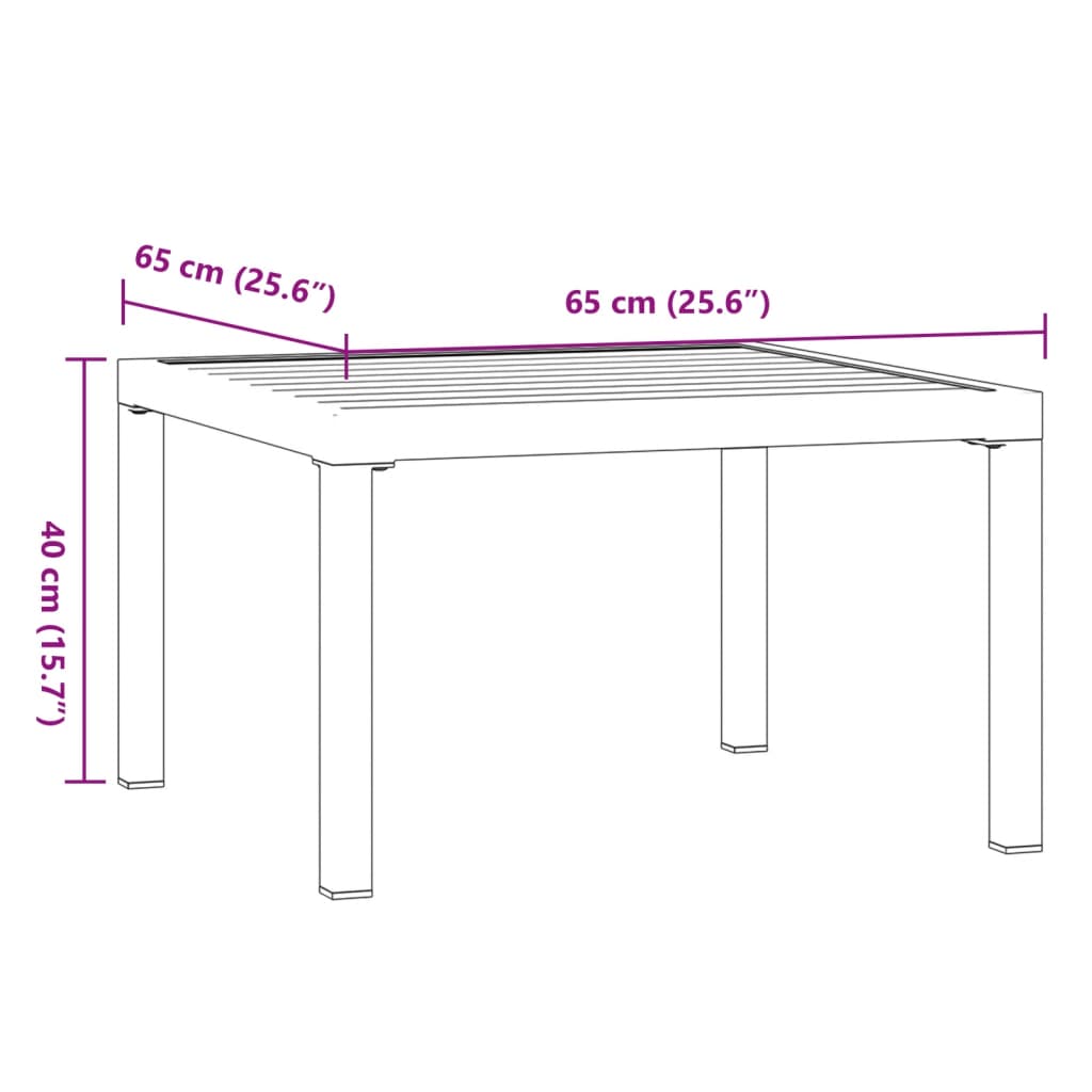 Garten-Couchtisch Schwarz 65x65x40 cm Aluminium