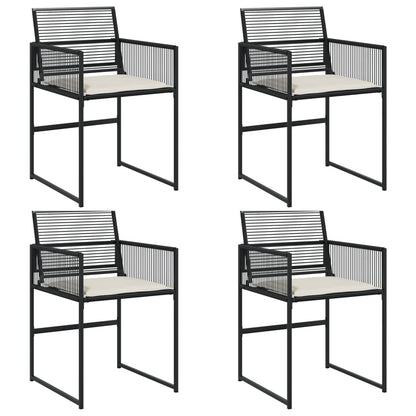 Gartenstühle mit Kissen 4 Stk. Schwarz Poly Rattan