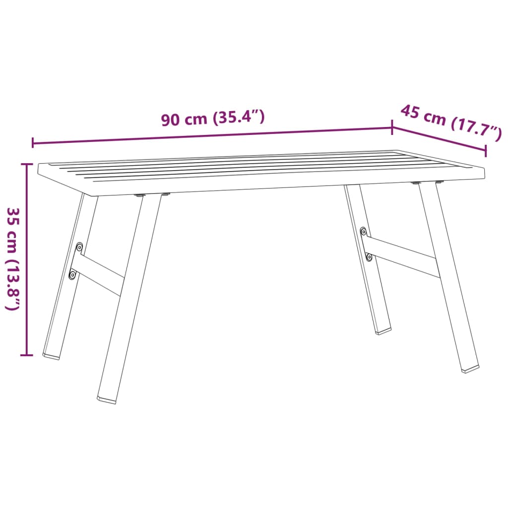 Table basse de jardin noir 90x45x35 cm en acier thermolaqué