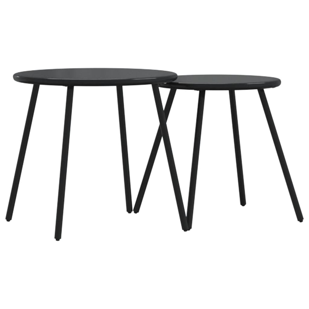 Table basse de jardin 2 pcs ronde en acier thermolaqué noir