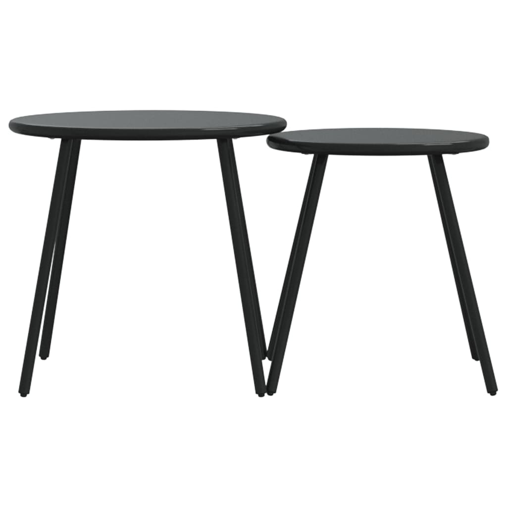 Table basse de jardin 2 pcs ronde en acier thermolaqué noir