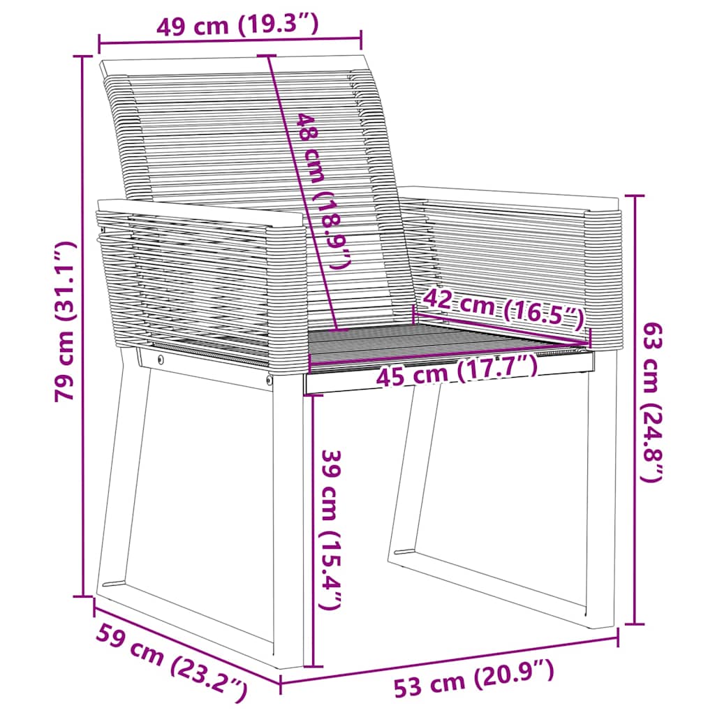 Gartenstühle 4 Stk. Schwarz Poly Rattan