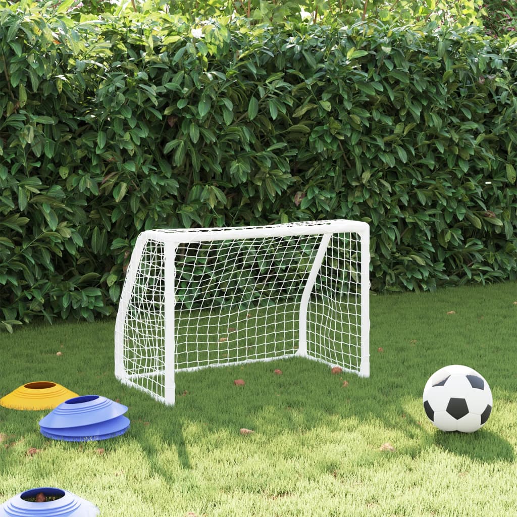 Buts de football pour enfants 2 pièces avec ballon blanc 64x35x48 cm en métal