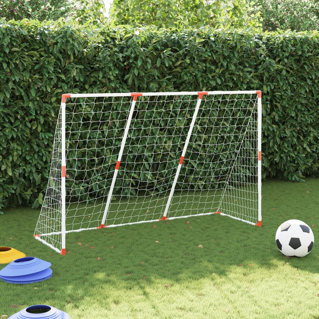 But de football pour enfants avec ballons 2 en 1 blanc 184x64x124 cm