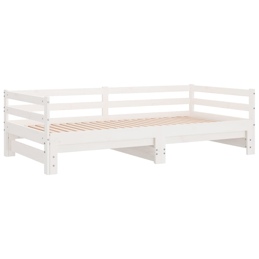 Lit de repos extensible blanc 90x200 cm en pin massif