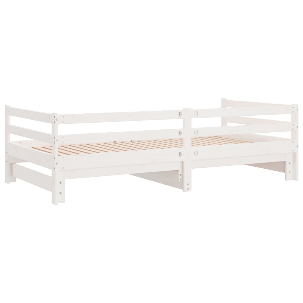 Lit de repos extensible blanc 90x200 cm en pin massif