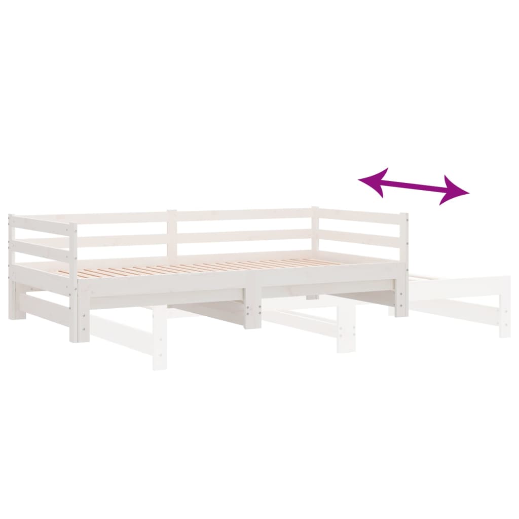 Lit de repos extensible blanc 90x200 cm en pin massif