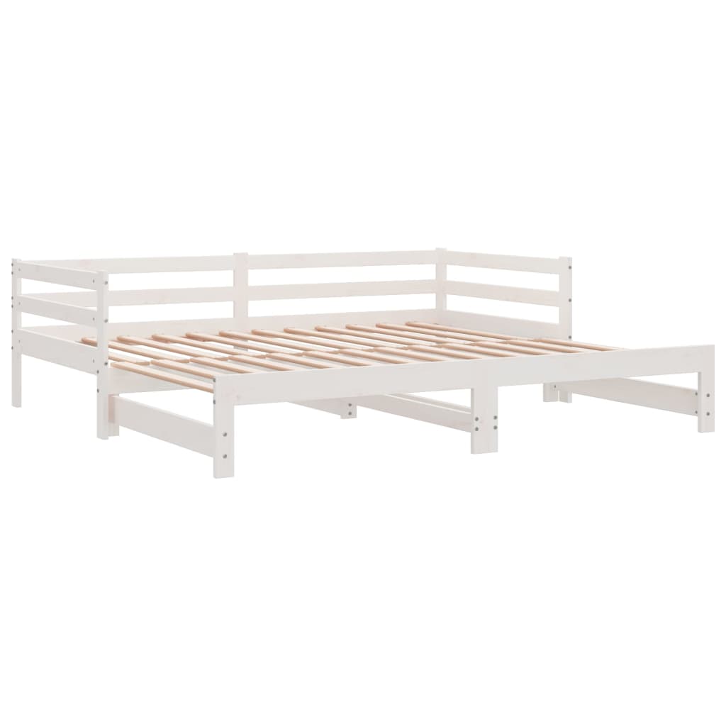 Lit de repos extensible blanc 90x200 cm en pin massif