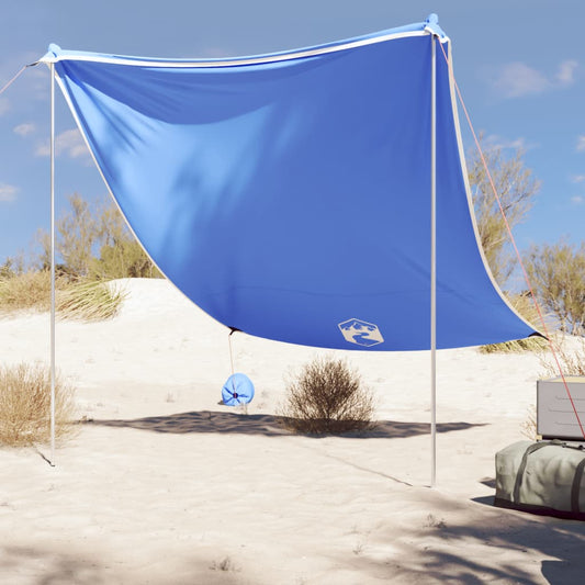 Tente d'ombrage de plage avec sacs de sable bleu 214x236 cm