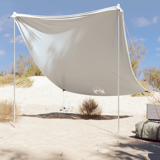 Tente d'ombrage de plage avec sacs de sable gris 214x236 cm