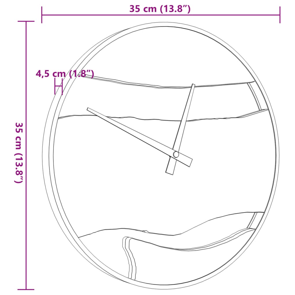 Horloge murale marron Ø35 cm fer et bois d'olivier