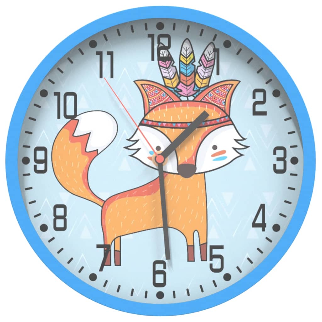 Horloge murale bleue Ø25,5 cm en polystyrène et verre