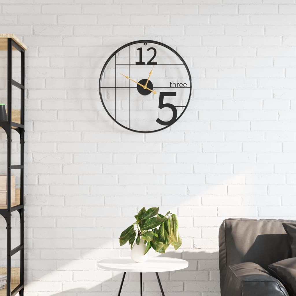 Horloge murale noire Ø50 cm en fer