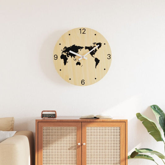 Horloge murale jaune et noire Ø30 cm en bois