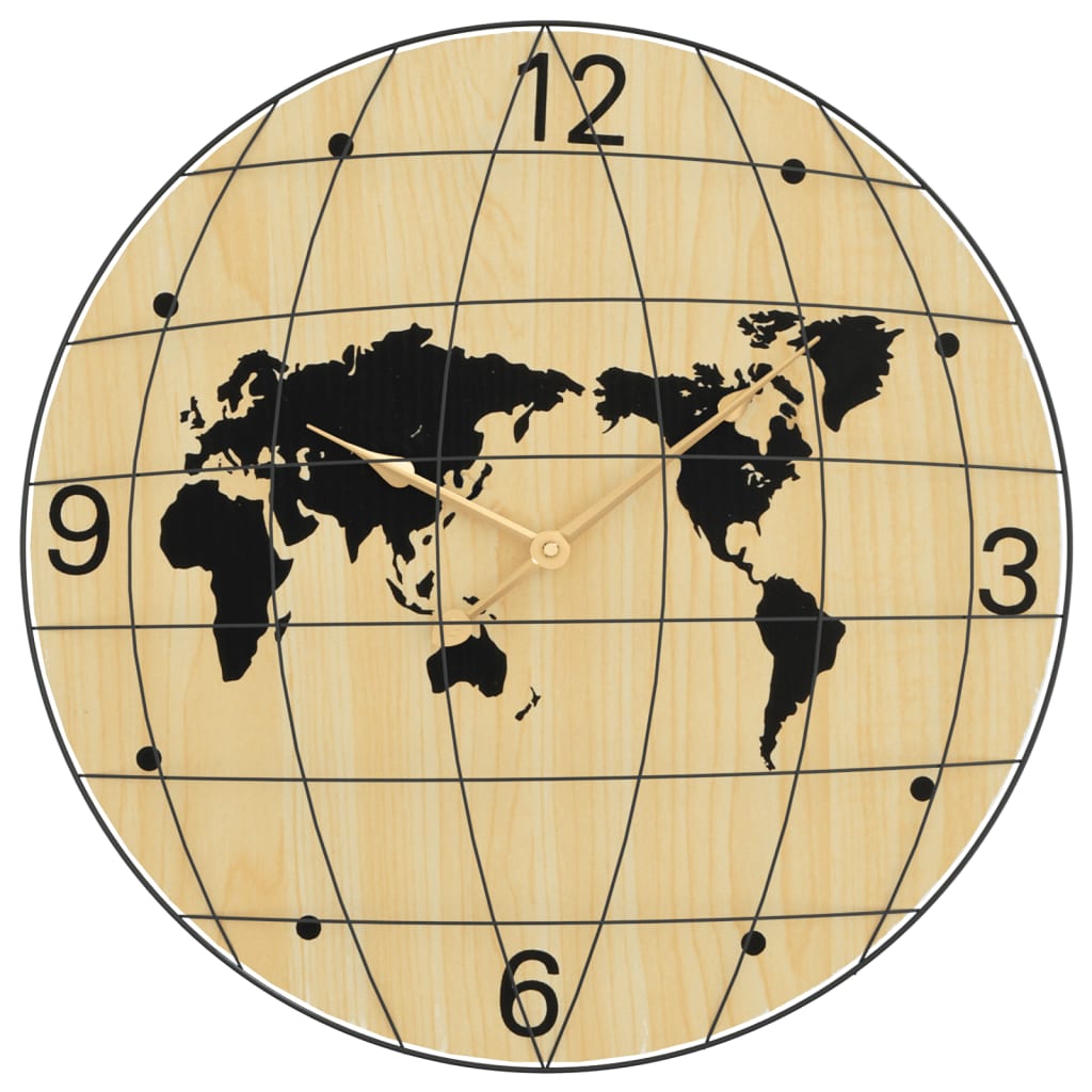 Horloge murale jaune et noire Ø50 cm en bois