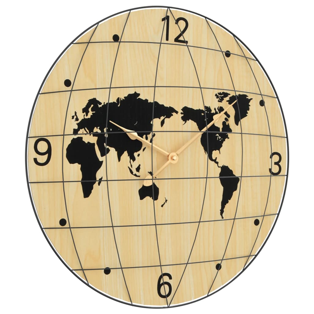 Horloge murale jaune et noire Ø50 cm en bois