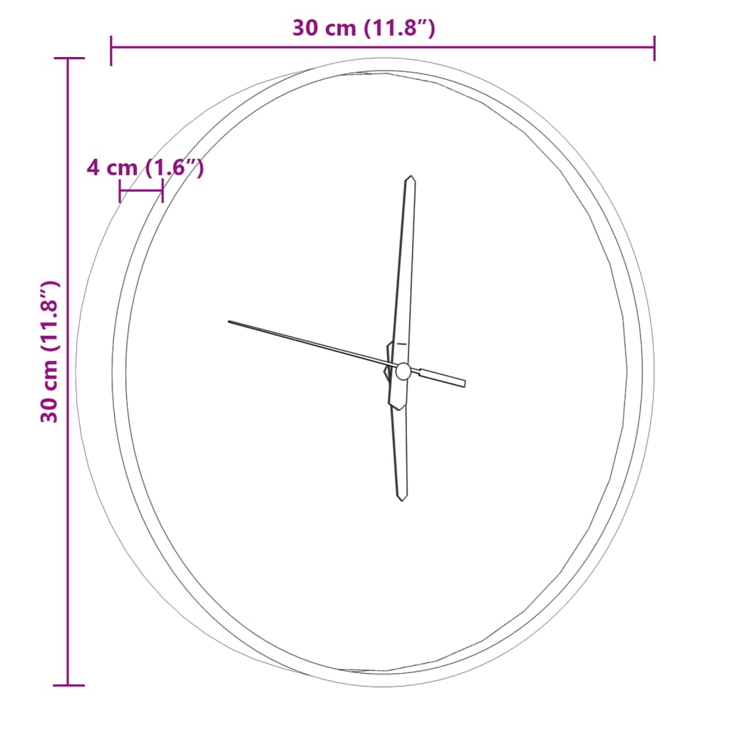 Horloge murale avec échelle lumineuse et aiguilles bleues Ø30 cm