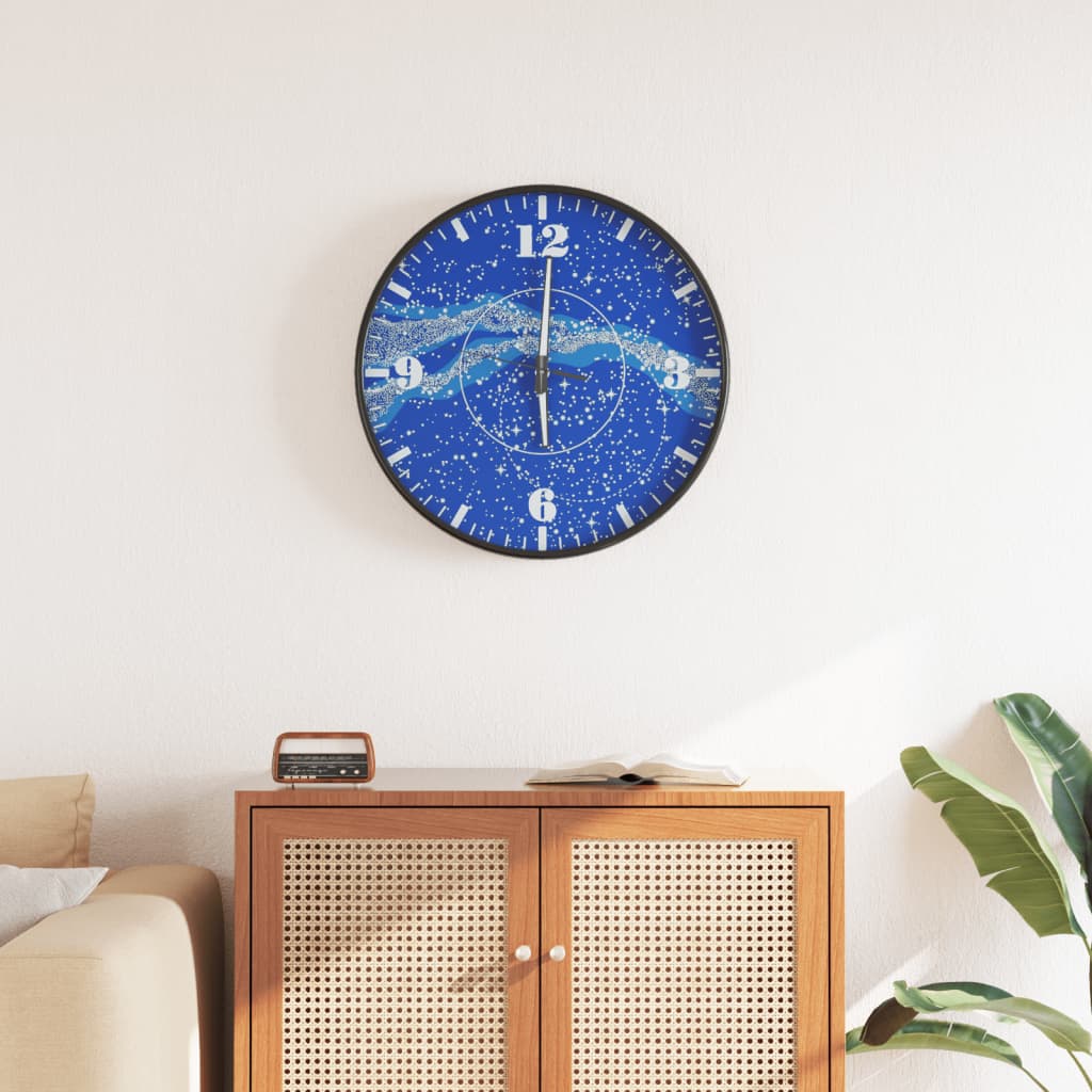 Horloge murale avec échelle lumineuse et aiguilles bleues Ø30 cm