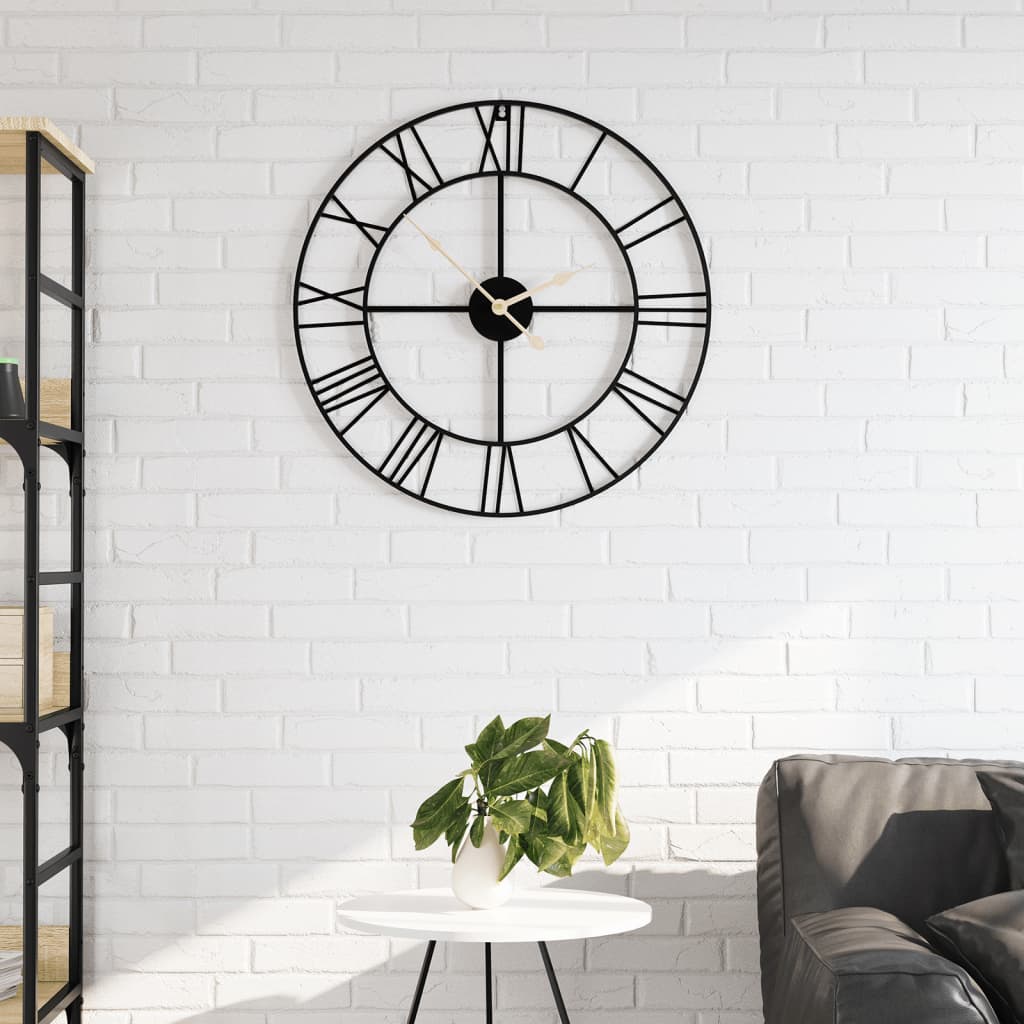 Horloge murale noire Ø50 cm en fer