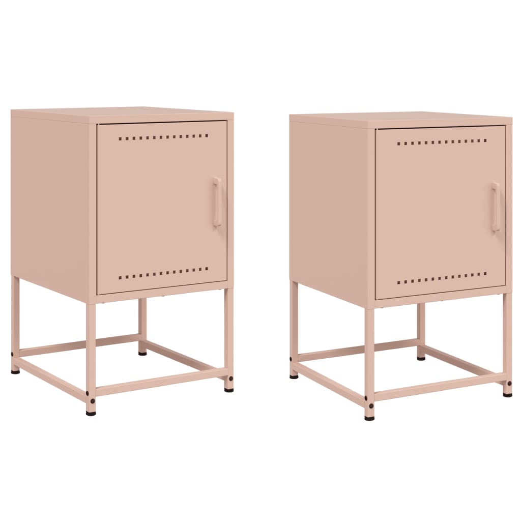 Tables de chevet 2 pcs Rose 36x39x60,5 cm en acier