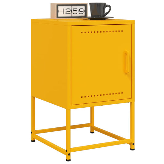 Tables de chevet 2 pcs. Jaune moutarde 36x39x60,5 cm en acier