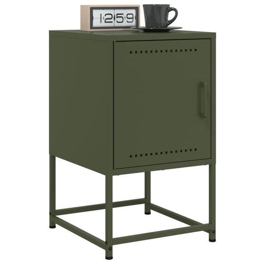 Bedside tables 2 pcs. Olive green 36x39x60.5 cm steel
