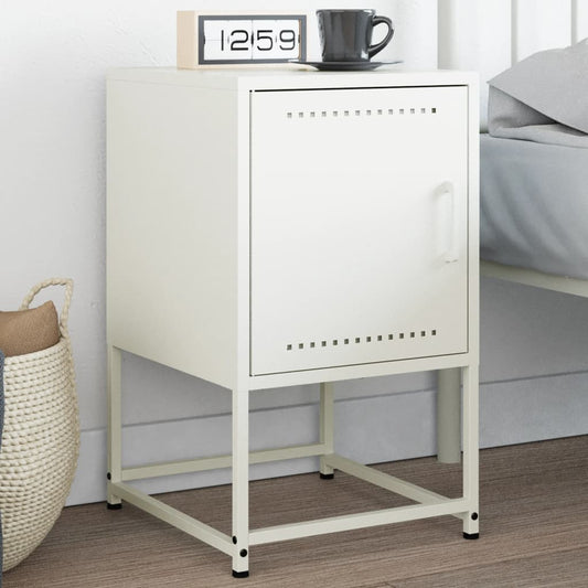 Bedside Table White 36x39x60.5 cm Steel