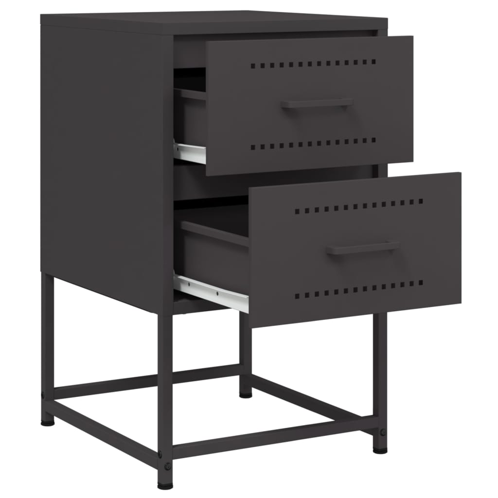 Bedside Table Black 36x39x60.5 cm Steel