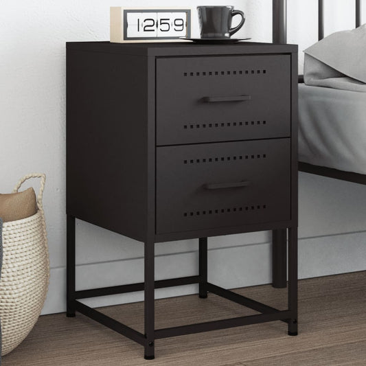 Bedside Table Black 36x39x60.5 cm Steel