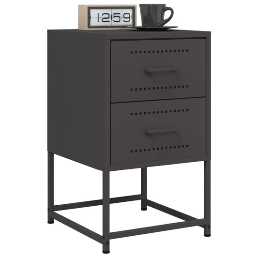 Tables de chevet 2 pcs. Noir 36x39x60,5 cm en acier