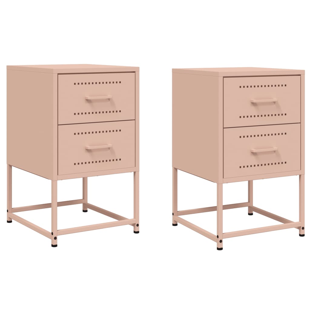 Tables de chevet 2 pcs Rose 36x39x60,5 cm en acier