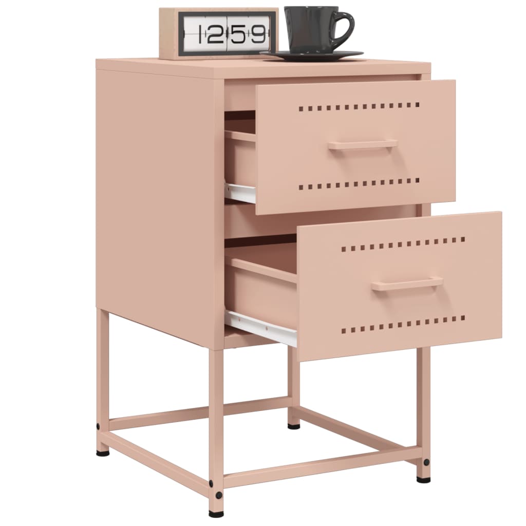 Tables de chevet 2 pcs Rose 36x39x60,5 cm en acier