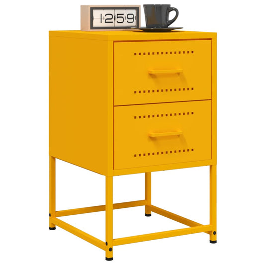 Tables de chevet 2 pcs. Jaune moutarde 36x39x60,5 cm en acier
