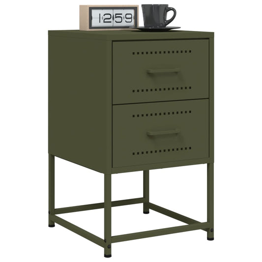 Bedside tables 2 pcs. Olive green 36x39x60.5 cm steel