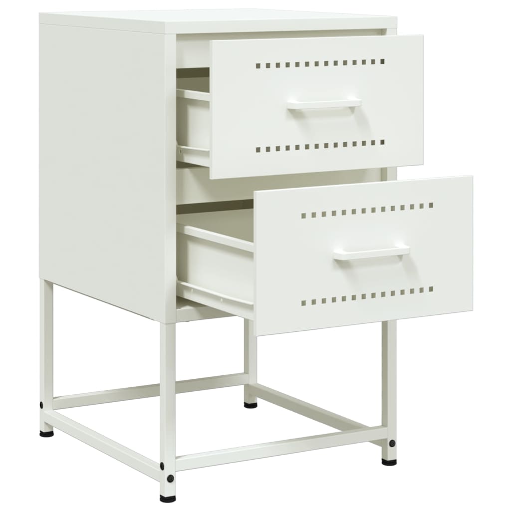 Tables de chevet 2 pcs. Blanc 36x39x60,5 cm en acier