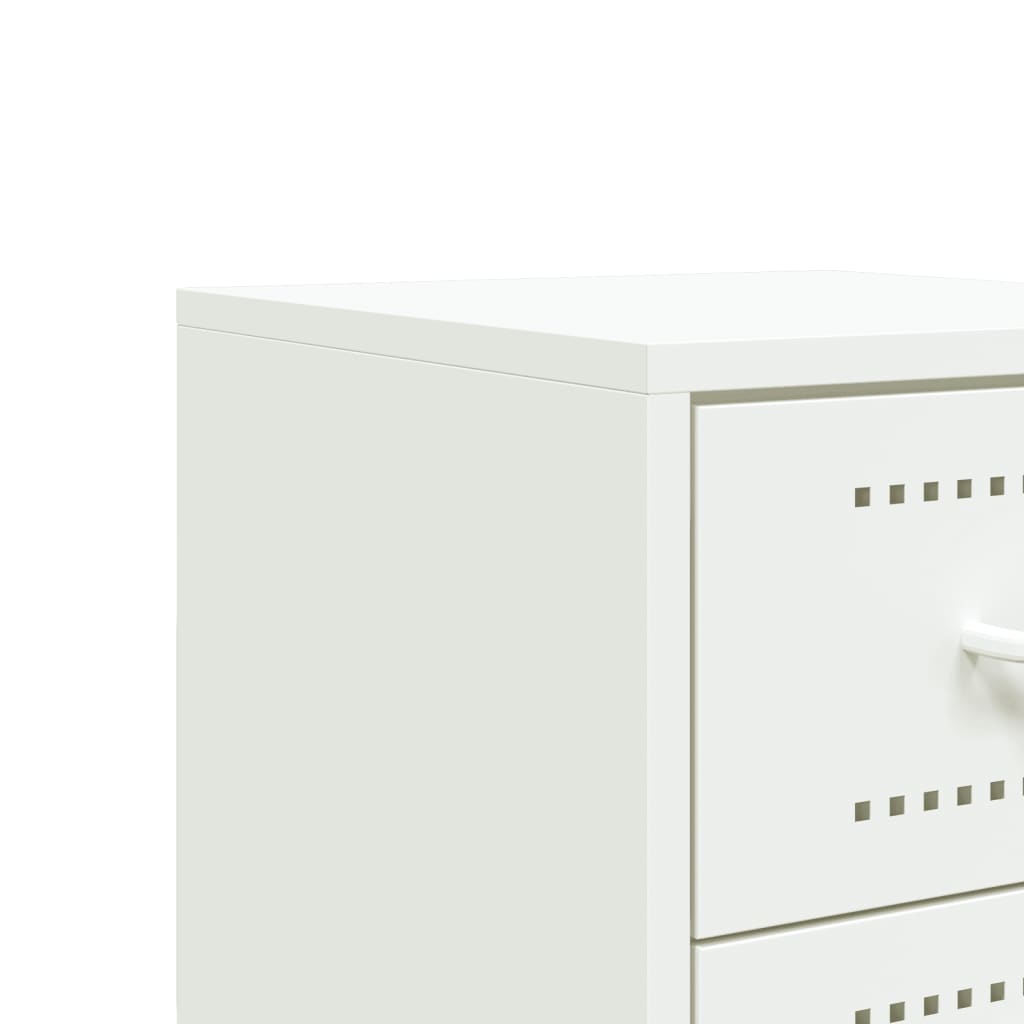 Tables de chevet 2 pcs. Blanc 36x39x60,5 cm en acier