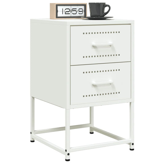 Tables de chevet 2 pcs. Blanc 36x39x60,5 cm en acier