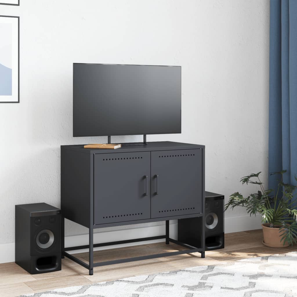 Meuble TV anthracite 68,5x39x60,5 cm en acier