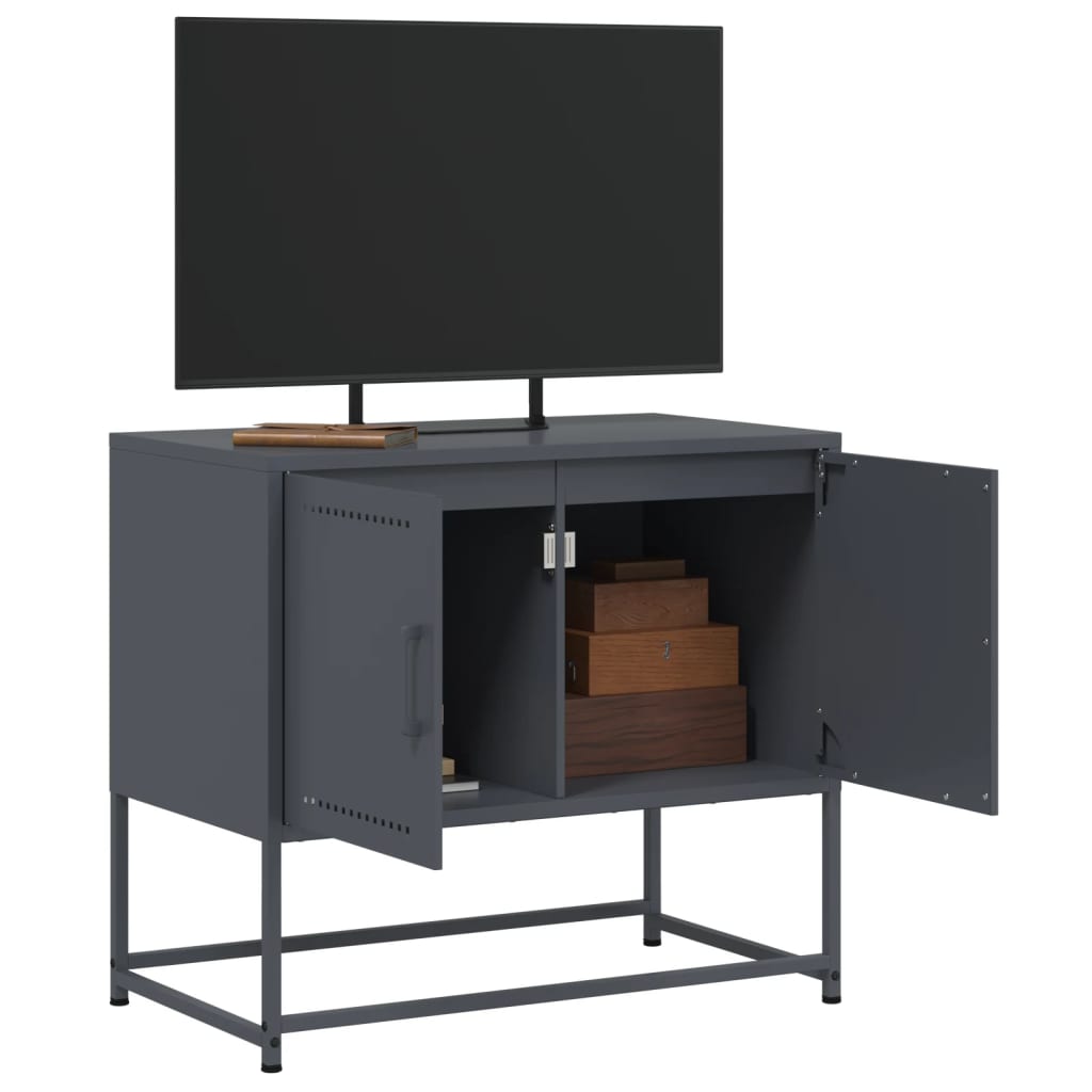 Meuble TV anthracite 68,5x39x60,5 cm en acier