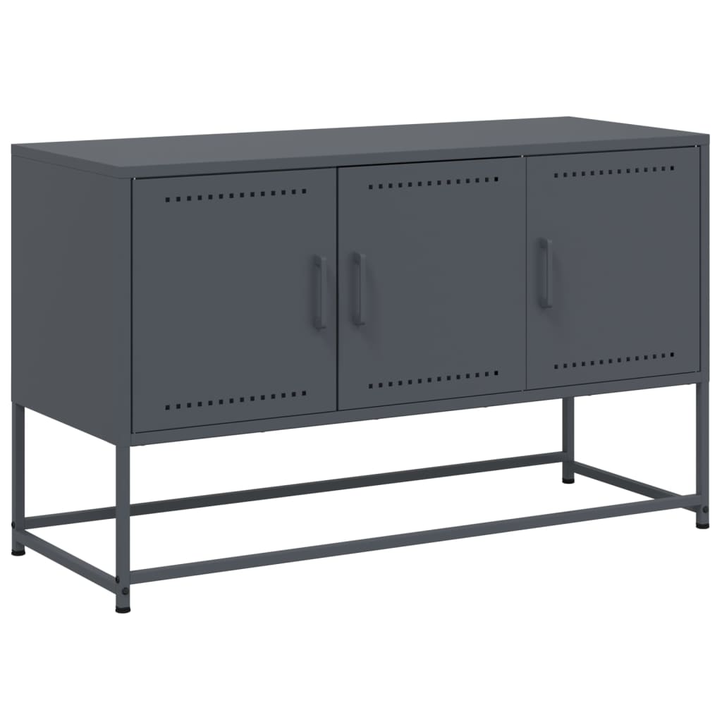 Meuble TV anthracite 100,5x39x60,5 cm en acier