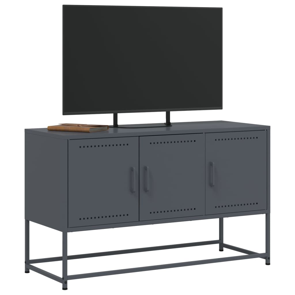 Meuble TV anthracite 100,5x39x60,5 cm en acier